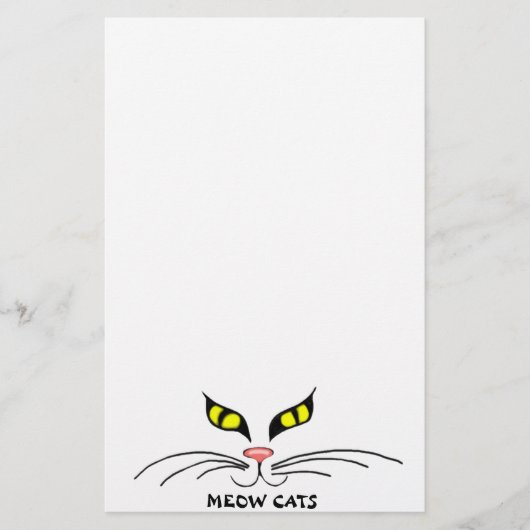 Meow Cats Yellow Stationery Briefpapier (Voorkant)