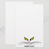 Meow Cats Yellow Stationery Briefpapier (Voorkant / Achterkant)