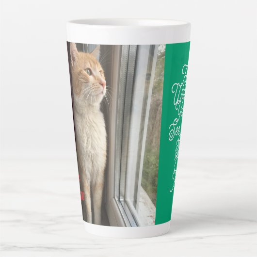 Meow Christmas' Eve , photo,text, replacable  Latte Mok (Voorkant)