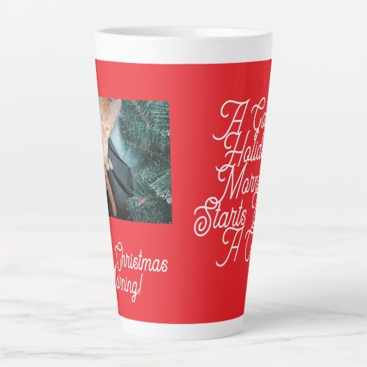 Meow Christmas Morning , photo,text, replacable Latte Mok (Voorkant)