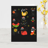Meow Christmas Xmas Lights Black Cat Pajamas Famil Kaart (Gele Bloem)
