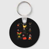 Meow Christmas Xmas Lights Black Cat Pajamas Famil Sleutelhanger (Voorkant)