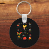 Meow Christmas Xmas Lights Black Cat Pajamas Famil Sleutelhanger (Voorkant)