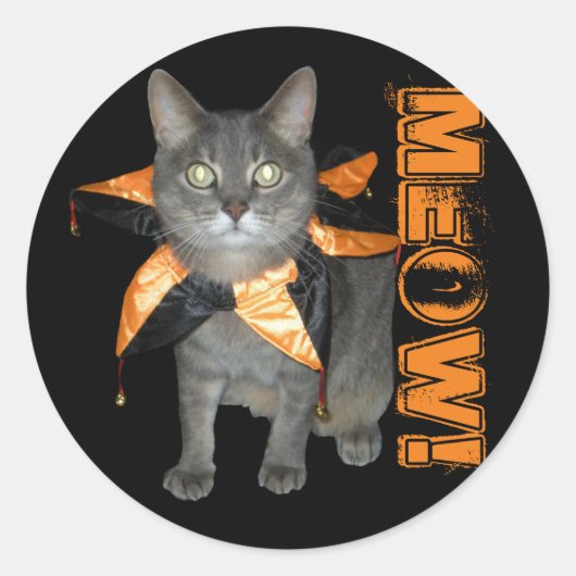Meow Costume Cat Ronde Sticker (Voorkant)