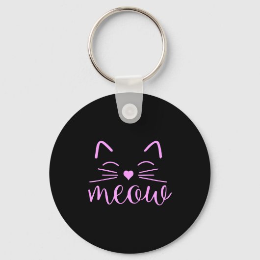 Meow Cute Cat Face Funny Quote For Cat Fans Sleutelhanger (Voorkant)