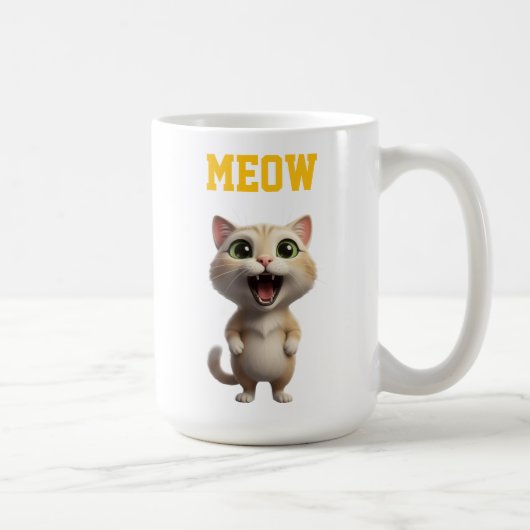 Meow Cute Cat Mug Koffiemok (Rechts)