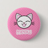 Meow Cute Cat Pinback Button (Voorkant)
