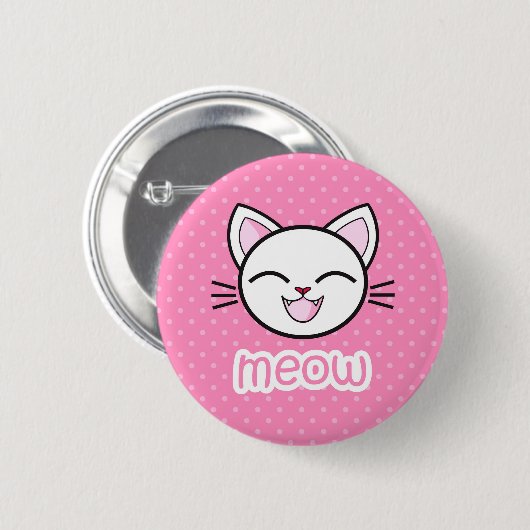 Meow Cute Cat Pinback Button (Voorkant /achterkant)