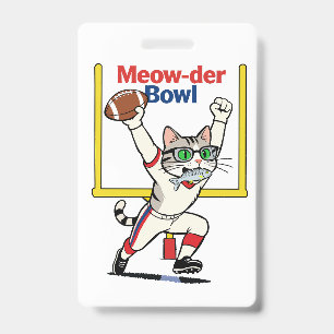 Meow-der Bowl Kampioen Kat Voetbal Badge