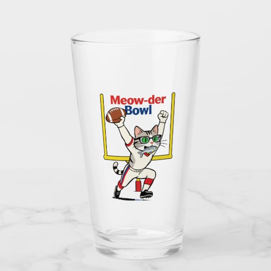 Meow-der Bowl Kampioen Kat Voetbal Glas (Voorkant)