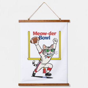 Meow-der Bowl Kampioen Kat Voetbal Hangend Wandkleed