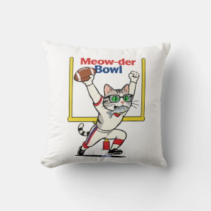 Meow-der Bowl Kampioen Kat Voetbal  Kussen