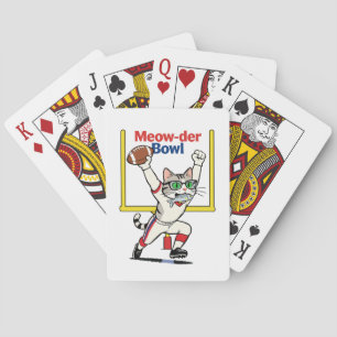 Meow-der Bowl Kampioen Kat Voetbal  Pokerkaarten