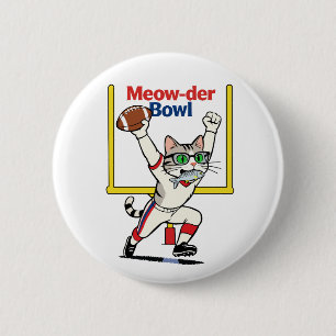 Meow-der Bowl Kampioen Kat Voetbal  Ronde Button 5,7 Cm