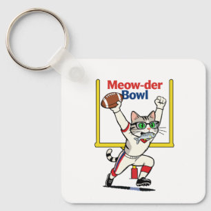 Meow-der Bowl Kampioen Kat Voetbal Sleutelhanger