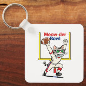 Meow-der Bowl Kampioen Kat Voetbal Sleutelhanger (Voorkant)