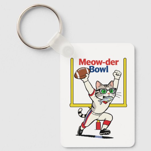 Meow-der Bowl Kampioen Kat Voetbal Sleutelhanger (Voorkant)