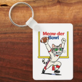 Meow-der Bowl Kampioen Kat Voetbal Sleutelhanger (Voorkant)