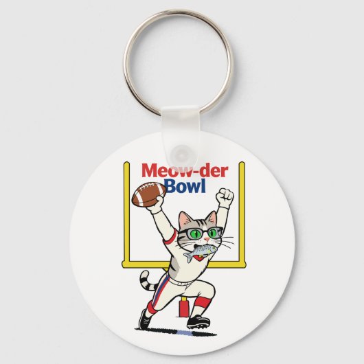 Meow-der Bowl Kampioen Kat Voetbal Sleutelhanger (Voorkant)