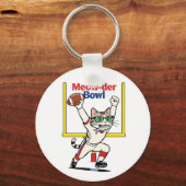 Meow-der Bowl Kampioen Kat Voetbal Sleutelhanger (Voorkant)