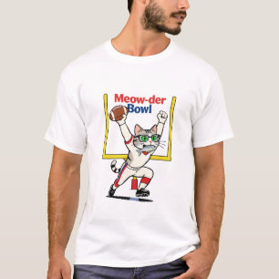 Meow-der Bowl Kampioen Kat Voetbal  T-shirt