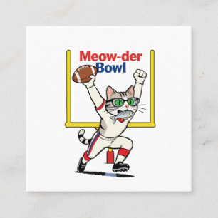 Meow-der Bowl Kampioen Kat Voetbal Vierkante Visitekaartje