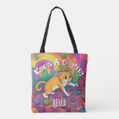 Meow & Destroy Persoonlijke Grappige Kat Tote Bag (Achterkant)