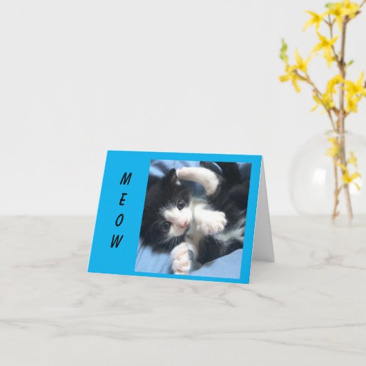 ** MEOW EN WOW** ZEGT DIT KAT "60ste VERJAARDAG" Kaart (Gele Bloem)