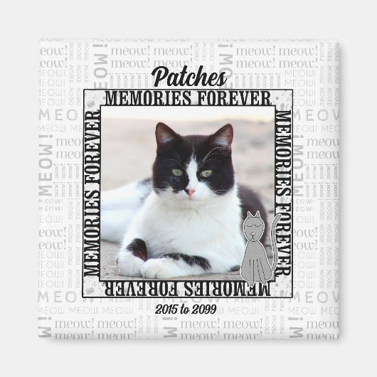 Meow Faded Background Cat's Photo Pet Memorial Magneet (Voorkant)