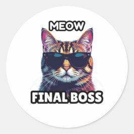 Meow Final Boss Cool Cat Sticker