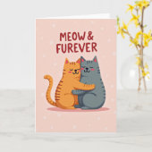 Meow Forever Cute Cat Love Card Kaart (Gele Bloem)