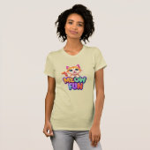 Meow Fun - Cute Lachende Kat T-Shirt (Voorkant volledig)