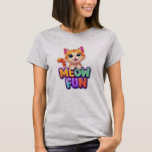 Meow Fun - Cute Lachende Kat T-Shirt