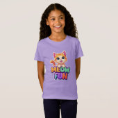 Meow Fun - Cute Lachende Kat T-Shirt (Voorkant volledig)