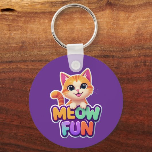 Meow Fun - Cute Smiling Cat Keychain (Voorkant)