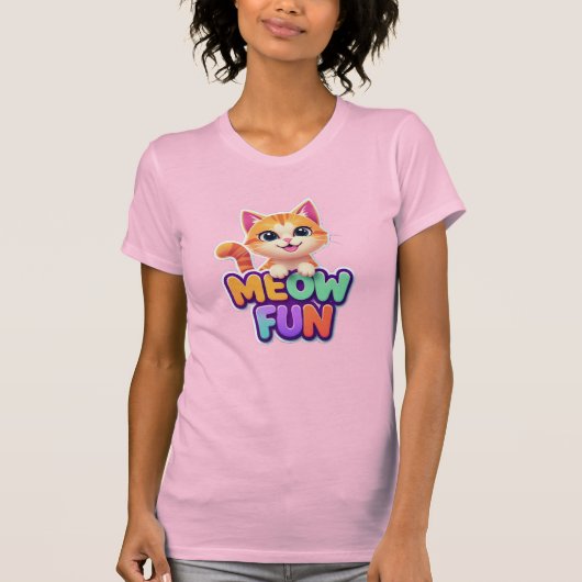 Meow Fun - Cute Smiling Cat T-Shirt (Voorkant)