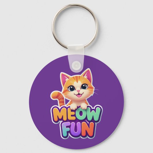 Meow Fun - Mopshond Sleutelhanger Lachende Kat (Voorkant)