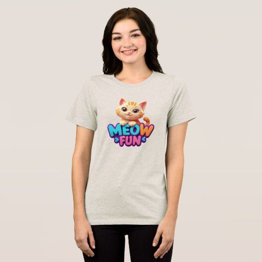 Meow Fun - Sweet Look Cat Tri-Blend Shirt (Voorkant volledig)