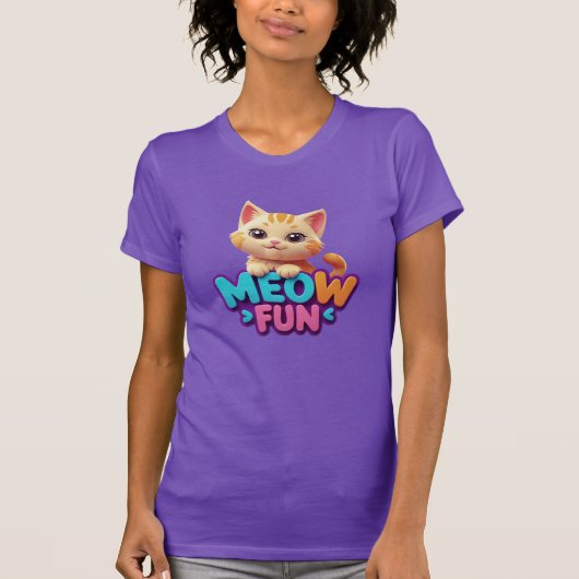 Meow Fun - Zoete Uitstraling Kat T-Shirt (Voorkant)