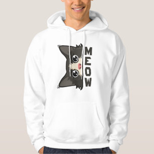 Meow Funny Tuxedo Cat kijkt naar Pun Hoodie