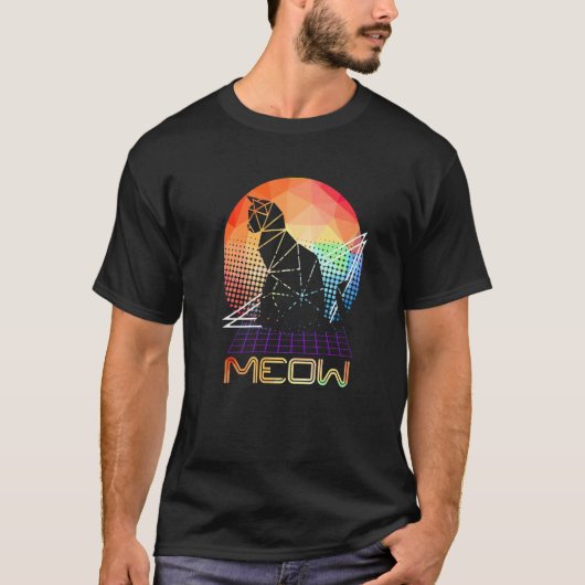 Meow Futuristic Factory Black Cat Kitten Owner Pet T-shirt (Voorkant)