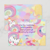 Meow-gical caticorn regenboogkinderen verjaardag  bedankkaart (Voorkant / Achterkant)