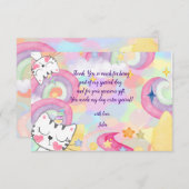 Meow-gische caticorn regenboogkinderen verjaardag  bedankkaart (Voorkant / Achterkant)
