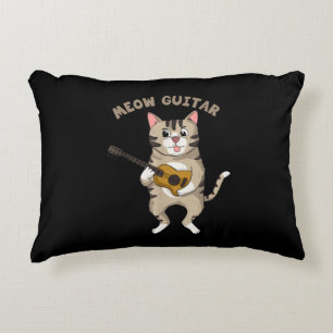 Meow Guitar Cute Cat Plays Guitar Funny Katten Accent Kussen