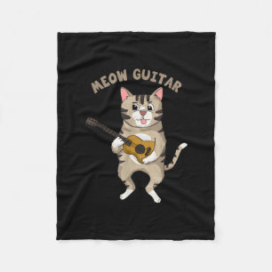 Meow Guitar Cute Cat Plays Guitar Funny Katten Fleece Deken