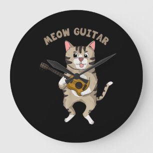 Meow Guitar Cute Cat Plays Guitar Funny Katten Grote Klok