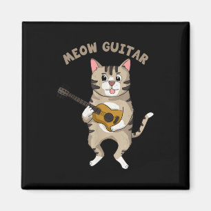 Meow Guitar Cute Cat Plays Guitar Funny Katten Magneet