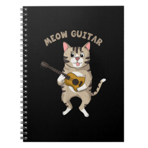 Meow Guitar Cute Cat Plays Guitar Funny Katten Notitieboek