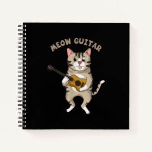 Meow Guitar Cute Cat Plays Guitar Funny Katten Notitieboek