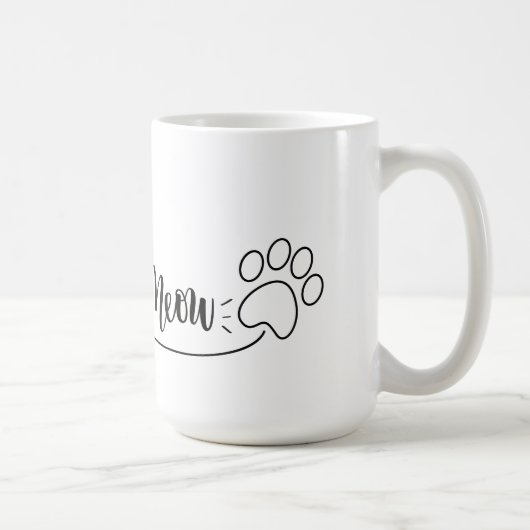 Meow heart and paw, mug for cat owners koffiemok (Rechts)